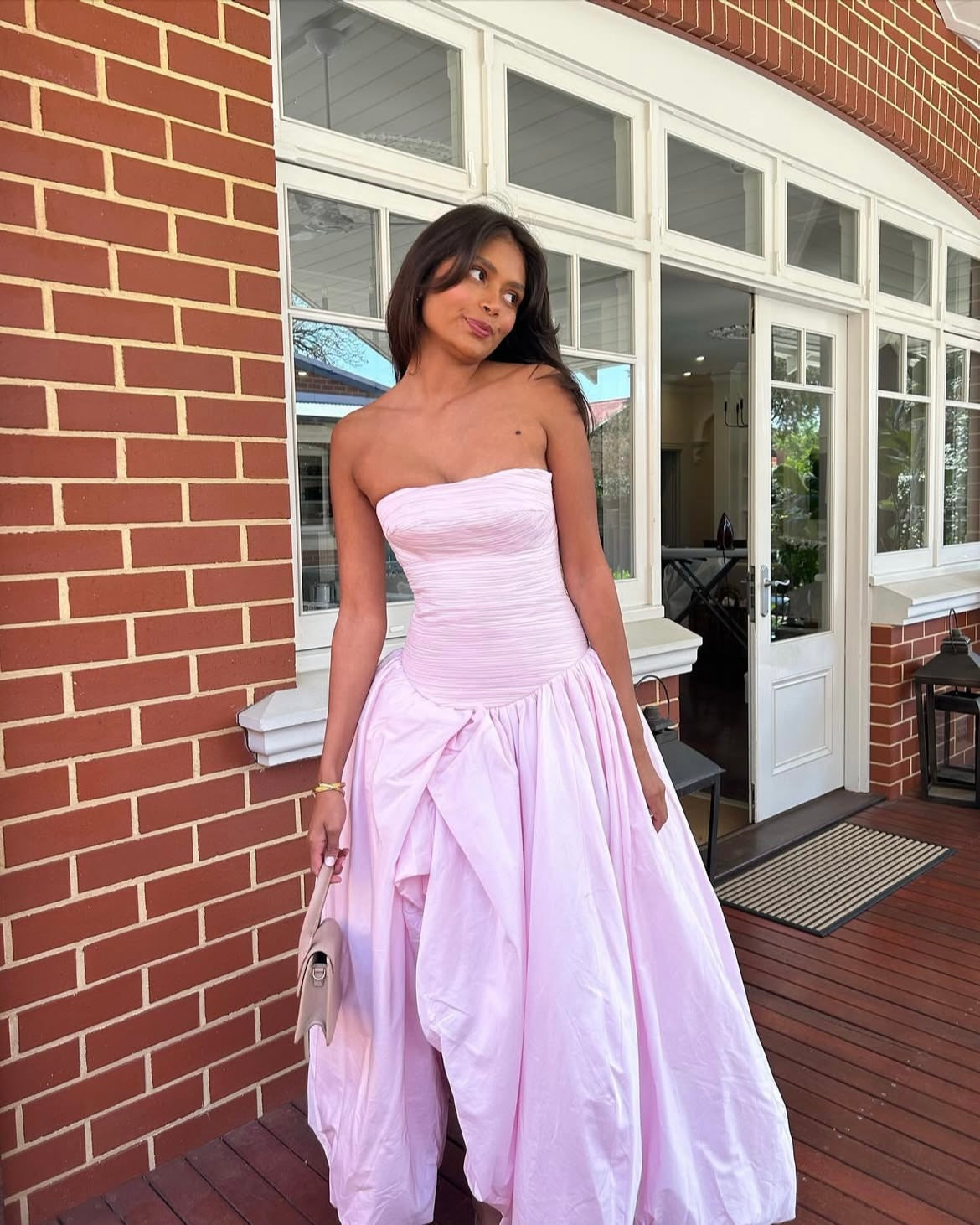 Aje Violette Bubble Hem Maxi - Pink | Rent with Iz Aje Violette Bubble Hem Maxi - Pink | Rent with Iz