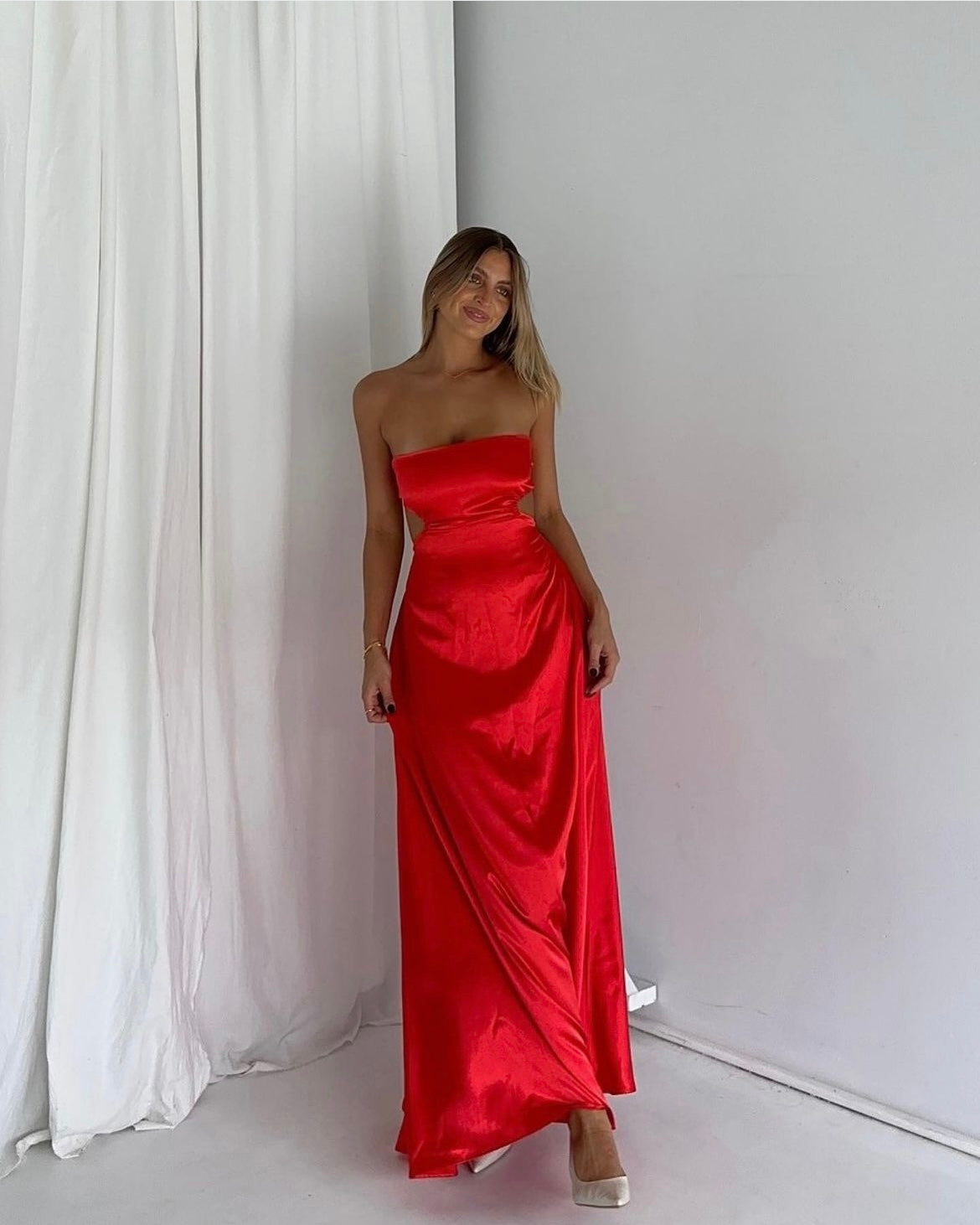 luna red dress Luna Silky Bias Cut Dress in Assouline Red