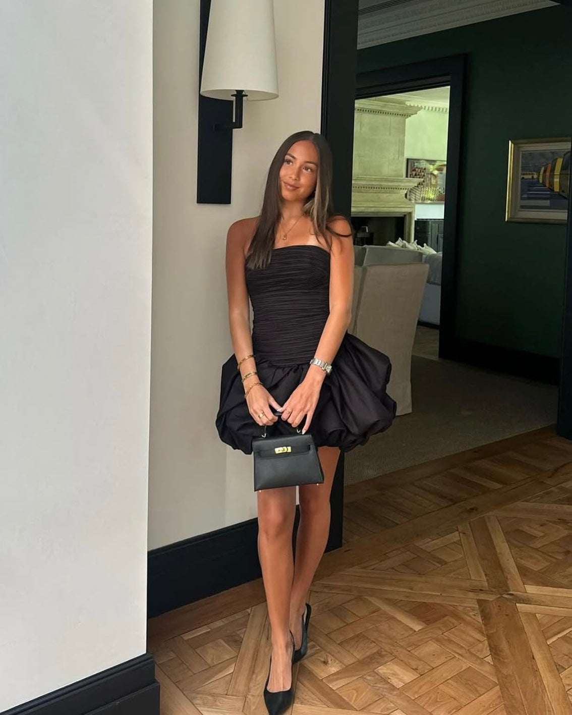 Aje Violette Bubble Hem Mini - Black | Rent with Iz Aje Violette Bubble Hem Mini - Black | Rent with Iz