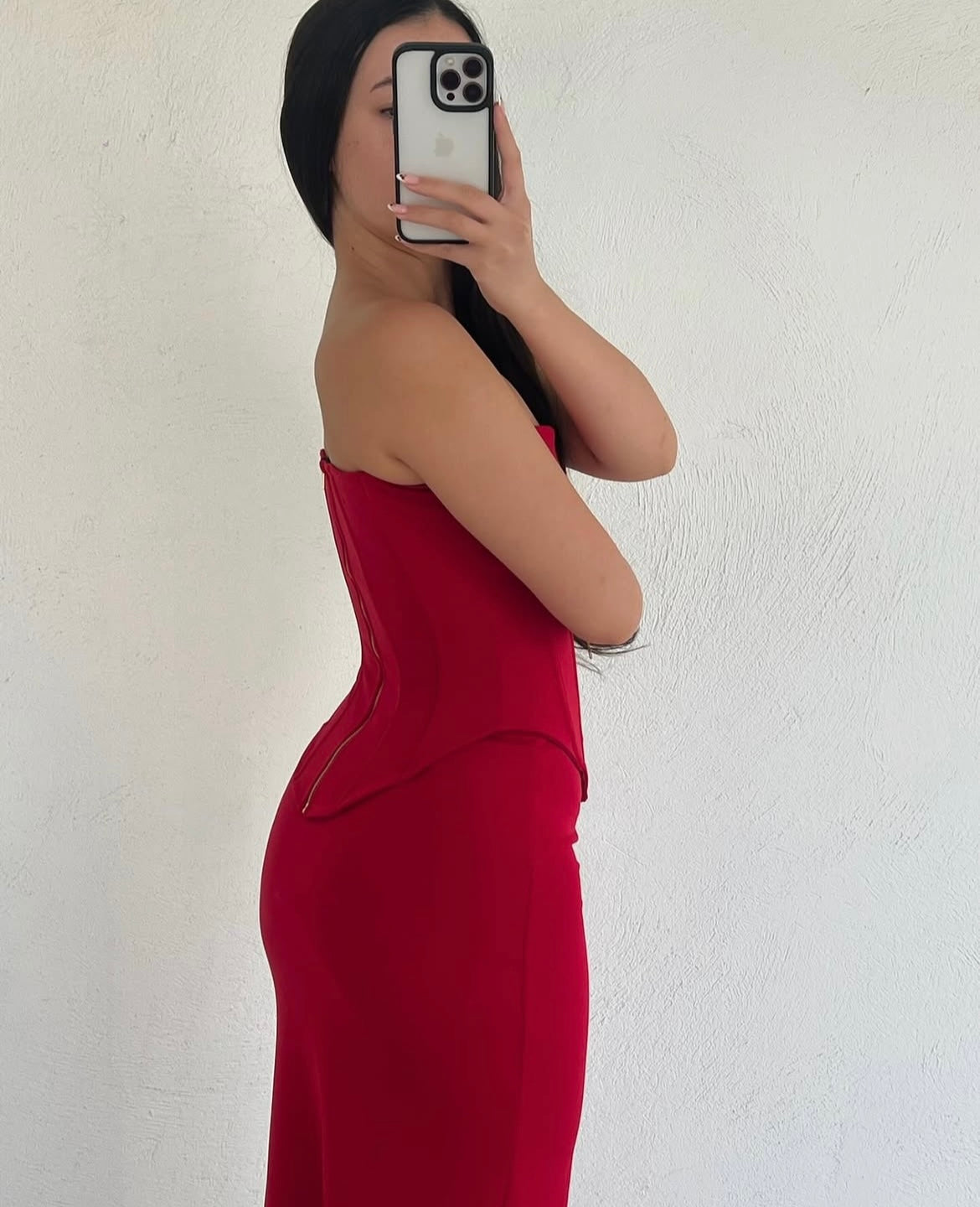 hntr the label red corset dress Huxley Gown Wine Corset Gown Australia