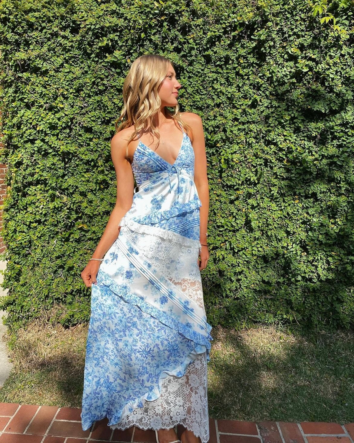 For Love & Lemons Rosalyn Maxi Blue | Rent with Iz For Love & Lemons Rosalyn Maxi Blue | Rent with Iz