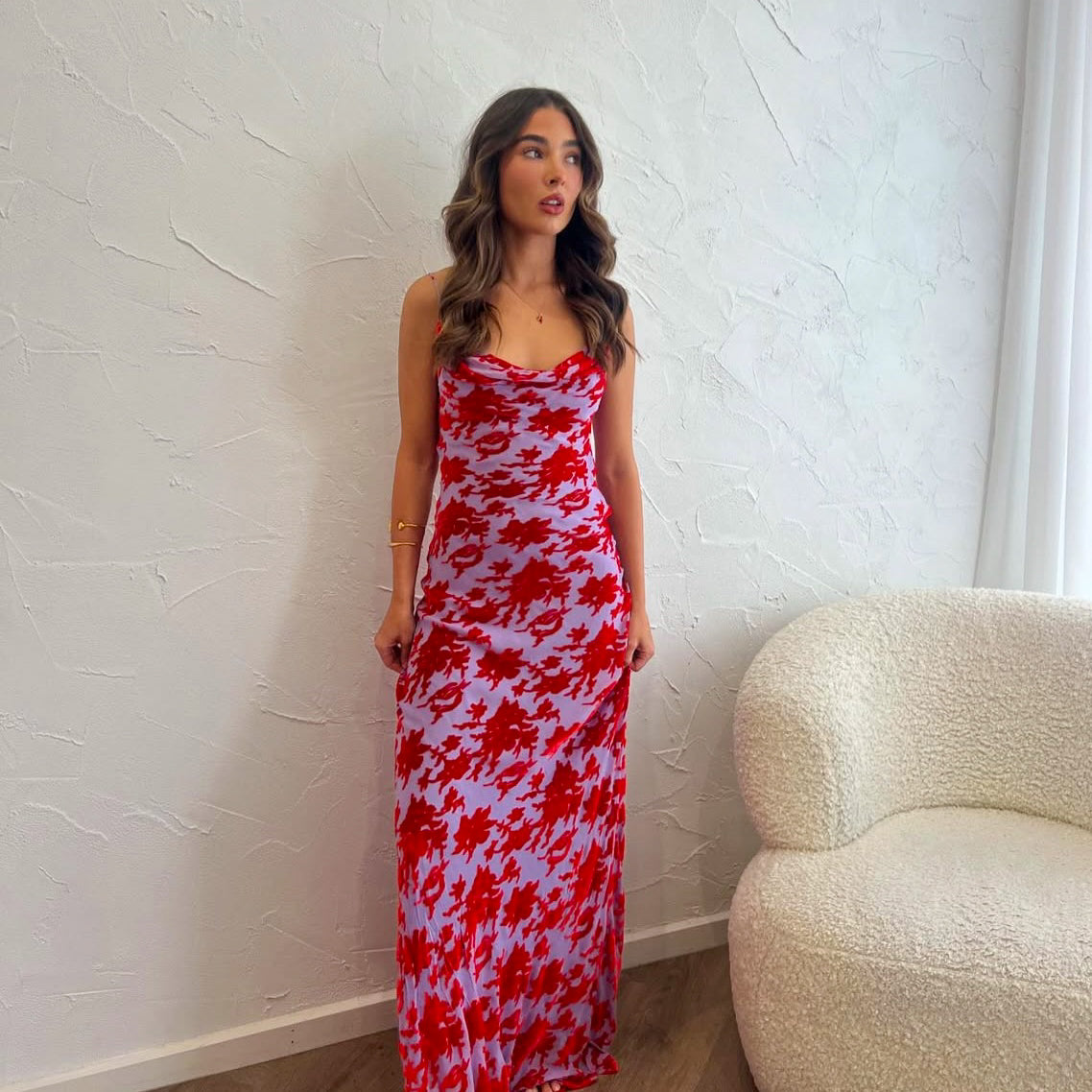 rat and boa athena dress red Rat & Boa Athena Maxi Rent with Iz