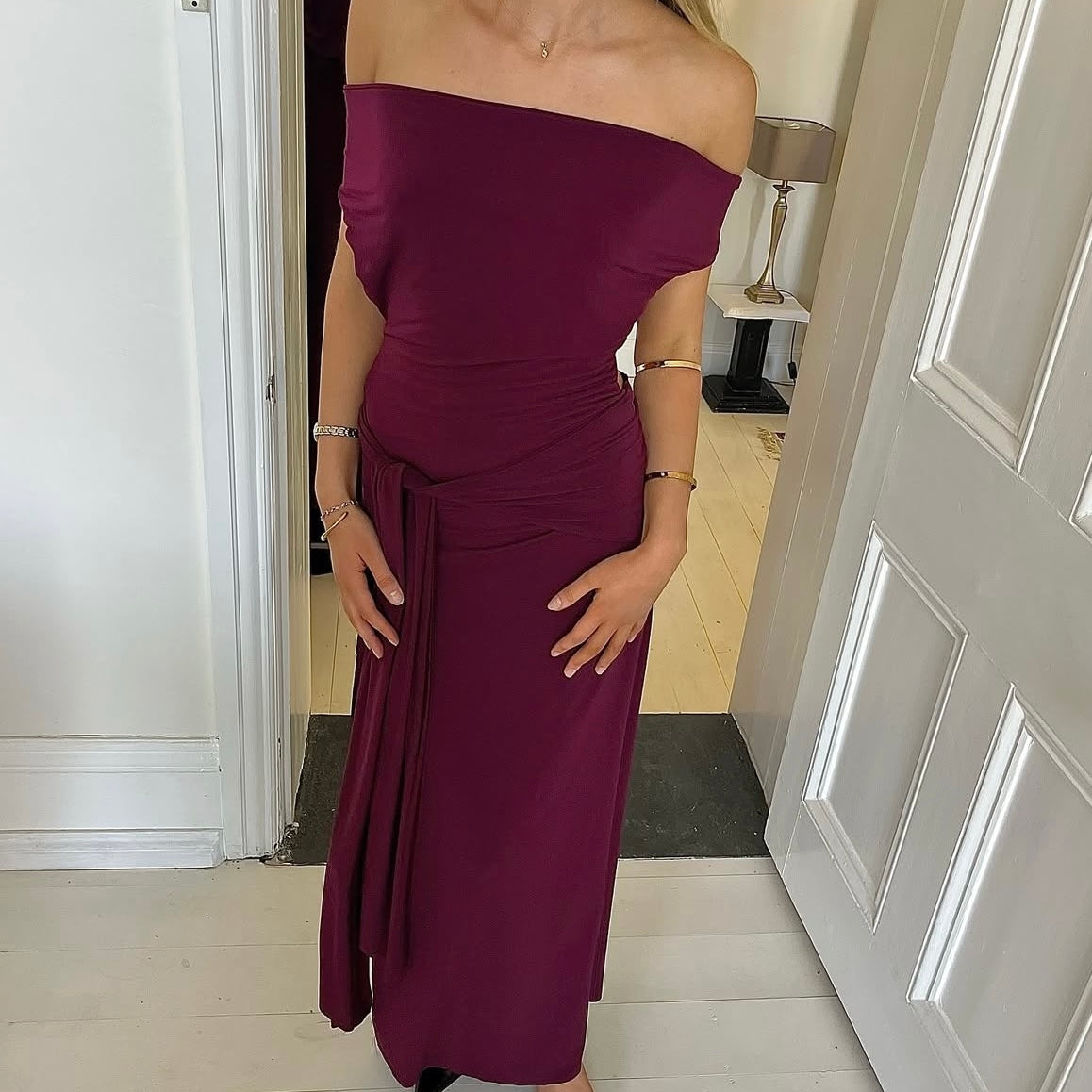 La Marie Nadia Dress Burgandy - Rent with Iz