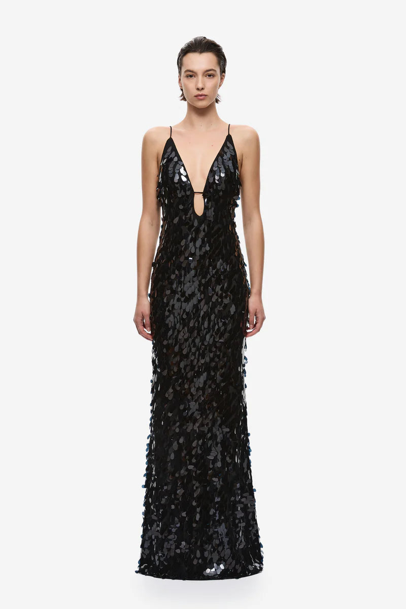 Misha Sapphire Sequin Gown