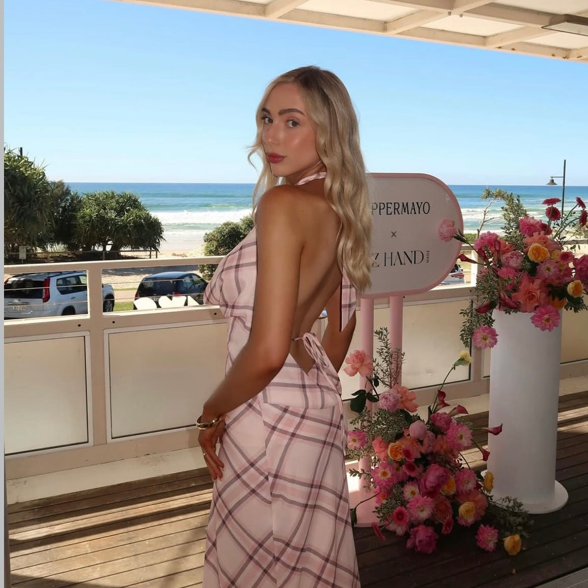 Peppermayo Muse checkered pink maxi rent with iz