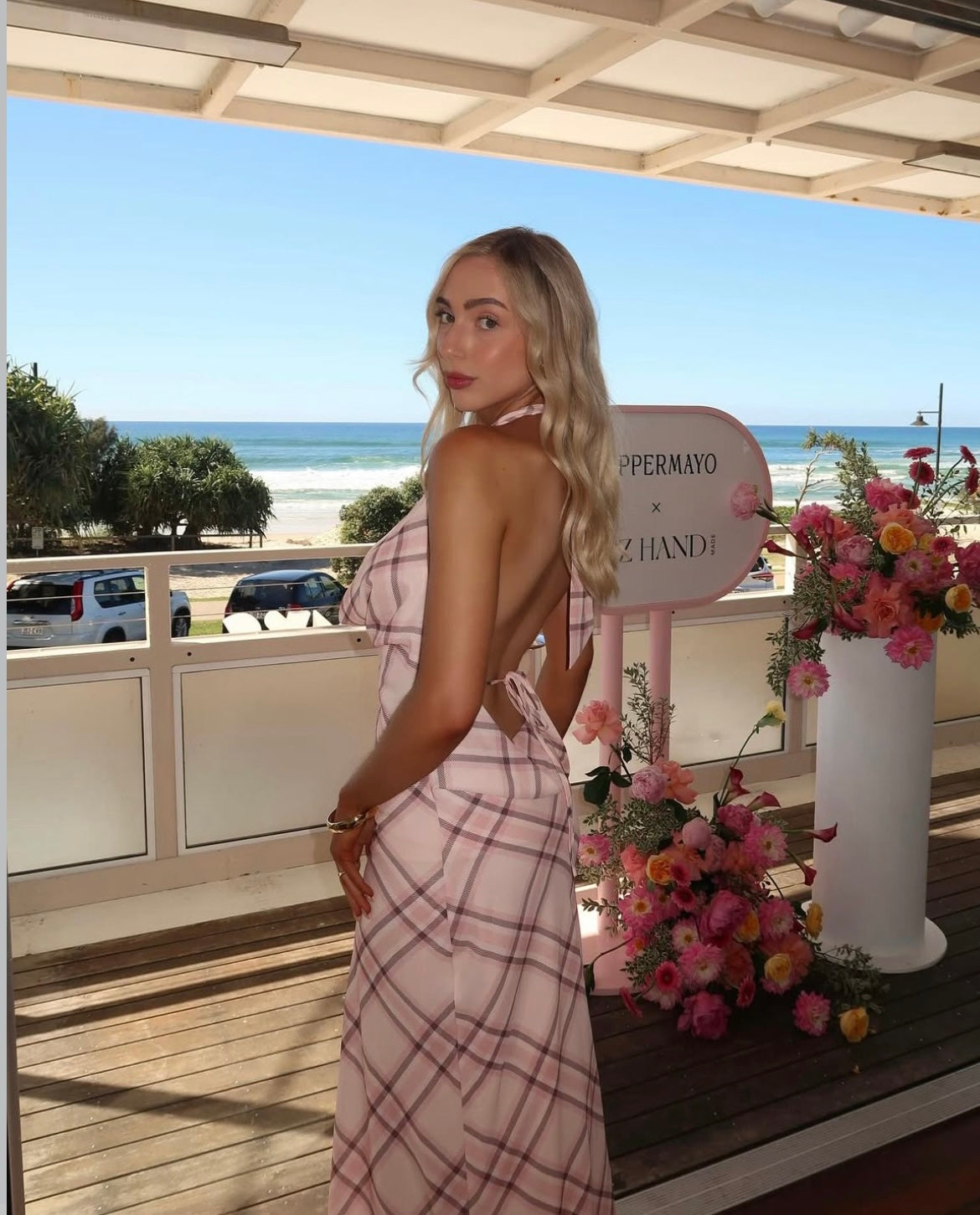 Peppermayo Muse checkered pink maxi rent with iz