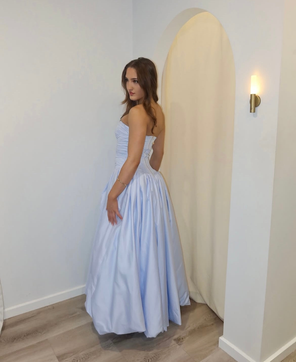 Aje Violette Bubble Hem Blue Maxi Dress Rent with Iz Aje Violette Bubble Hem Blue Maxi Dress Rent with Iz