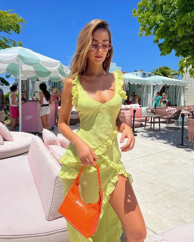 house of cb lime green dress Clothing : Maxi Dresses: 'Olessia' Lime Backless Halter Maxi Dress