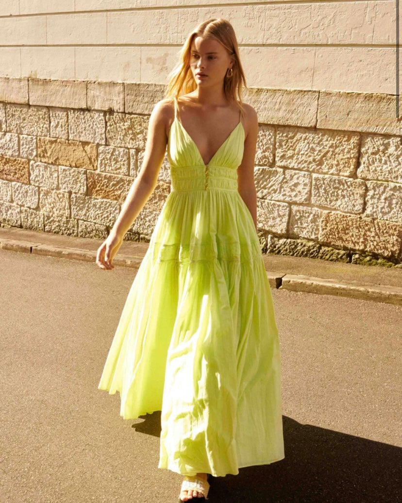 Aje Grace Maxi Dress - Green Rent with Iz Aje Grace Maxi Dress - Green Rent with Iz