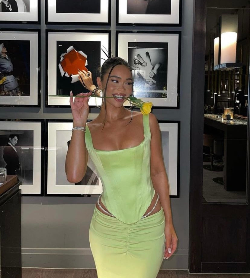 House of CB Maylene Skirt & Rafa Corset Medium Lime – STYLE GO ROUND